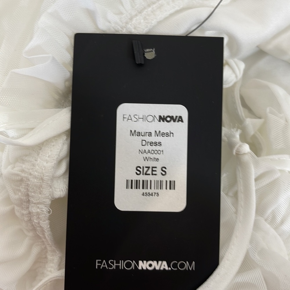 FASHION NOVA Maura Mesh White Dress Size Small NWT - Picture 7 of 13